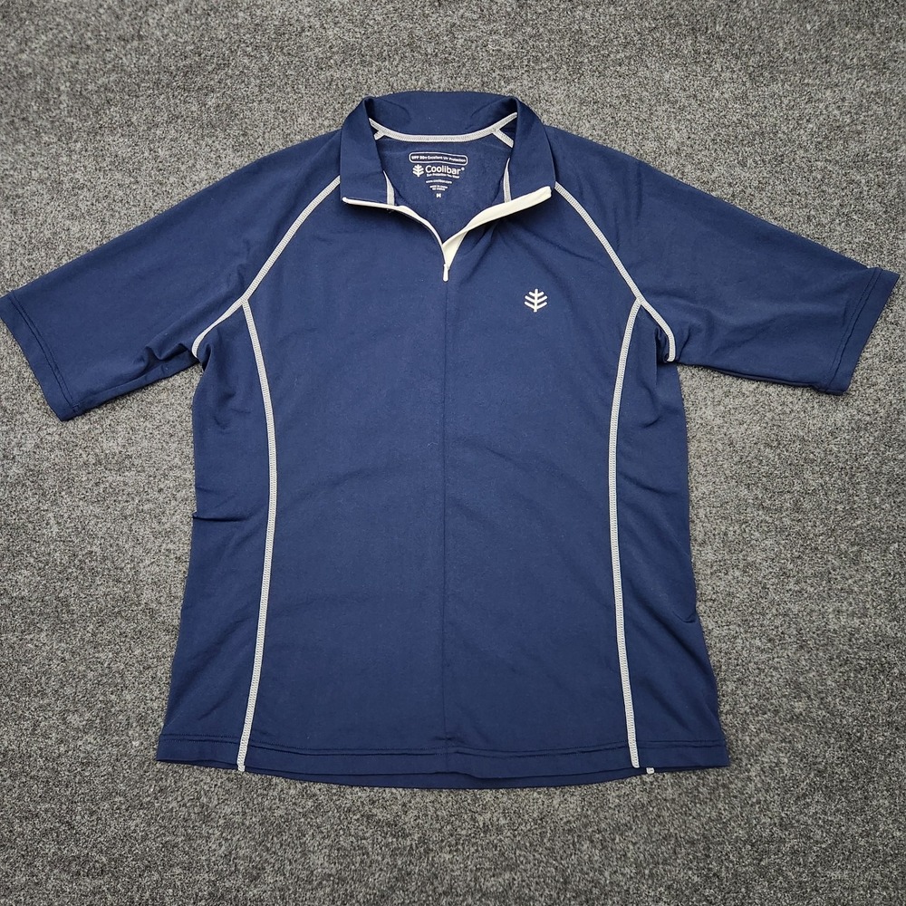 Coolibar Womens Medium Navy Blue 1/4 Zip Swim Sun Shirt Jersey UPF+‎ 50 Top
